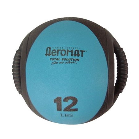 AEROMAX Dual Grip Power Med Ball 9 in. Dia. 12 LB Black- Teal AE12830